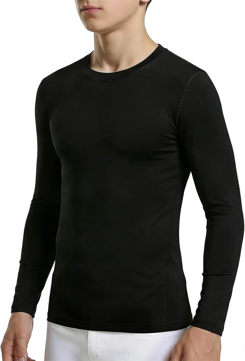 Langsleeve compressie shirt jongens - sportieve basislaag - sneldrogend - ideaal voor voetbal en basketbal - SnelShoppen