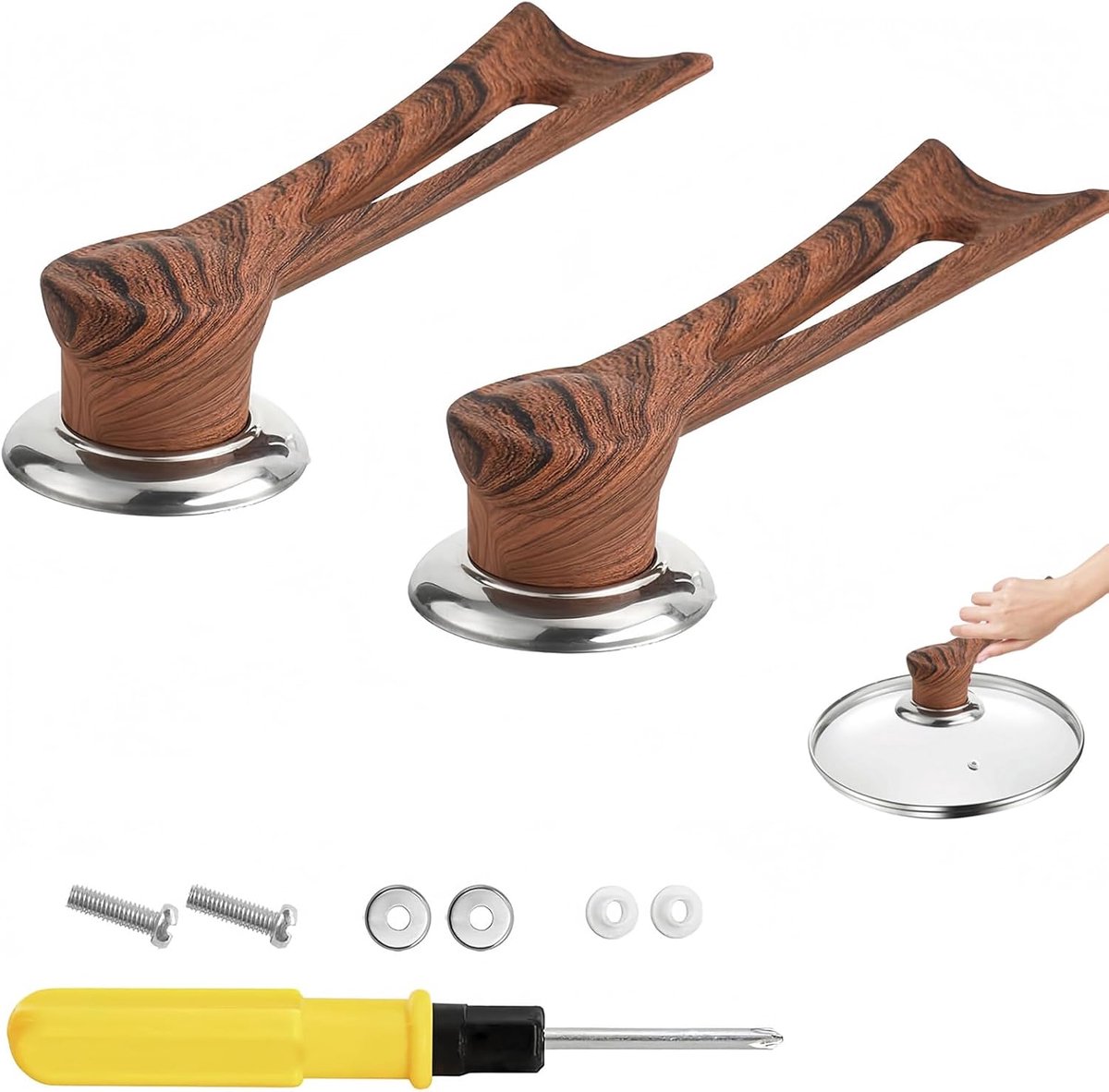 Handvat met potdeksel siliconen 12 cm - hittebestendig en antislip - eenvoudig te monteren - SnelShoppen