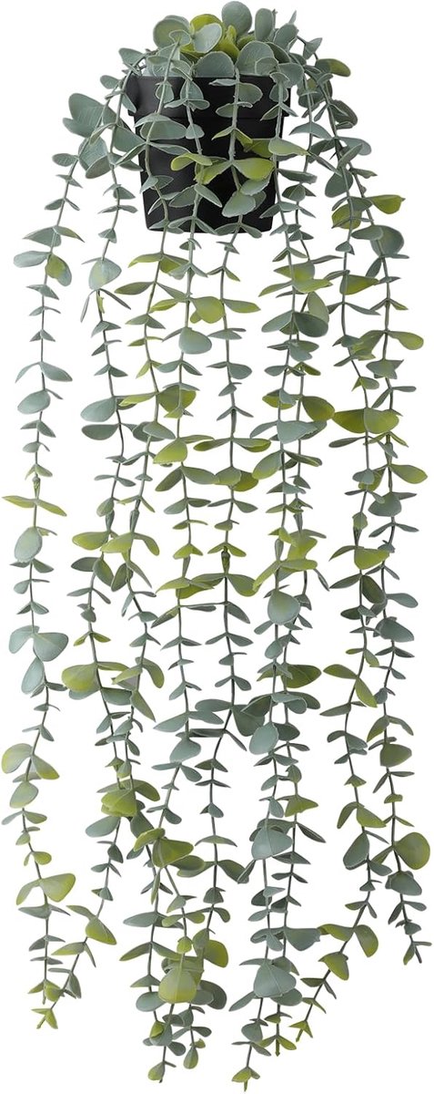 Kunstplant Eucalyptus Hangplant 55cm - Faux Eucalyptus met Pot - Aanpasbare takken - Perfect voor wanddecoratie - SnelShoppen