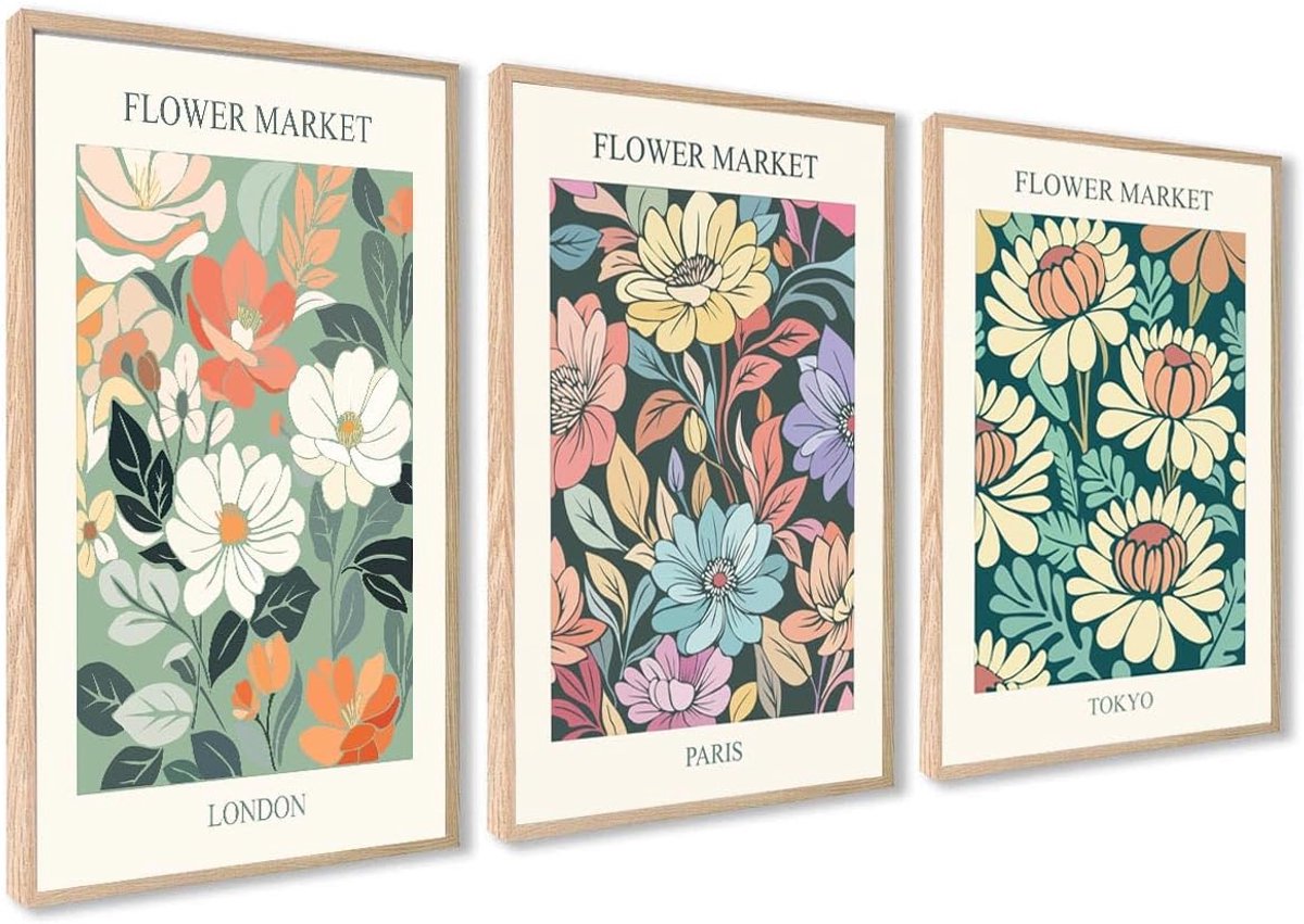 Set van 3 Posters 30x40cm - Premium Papier - Moderne Wanddecoratie - Perfect voor Woonkamer en Slaapkamer - SnelShoppen