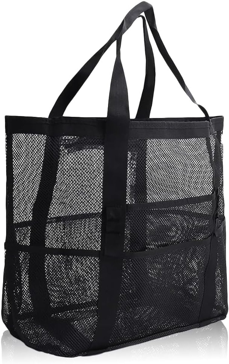 Mesh strandtas XXL - Familie mesh strandtas - Met rits - Ideaal voor strand en picknick - SnelShoppen