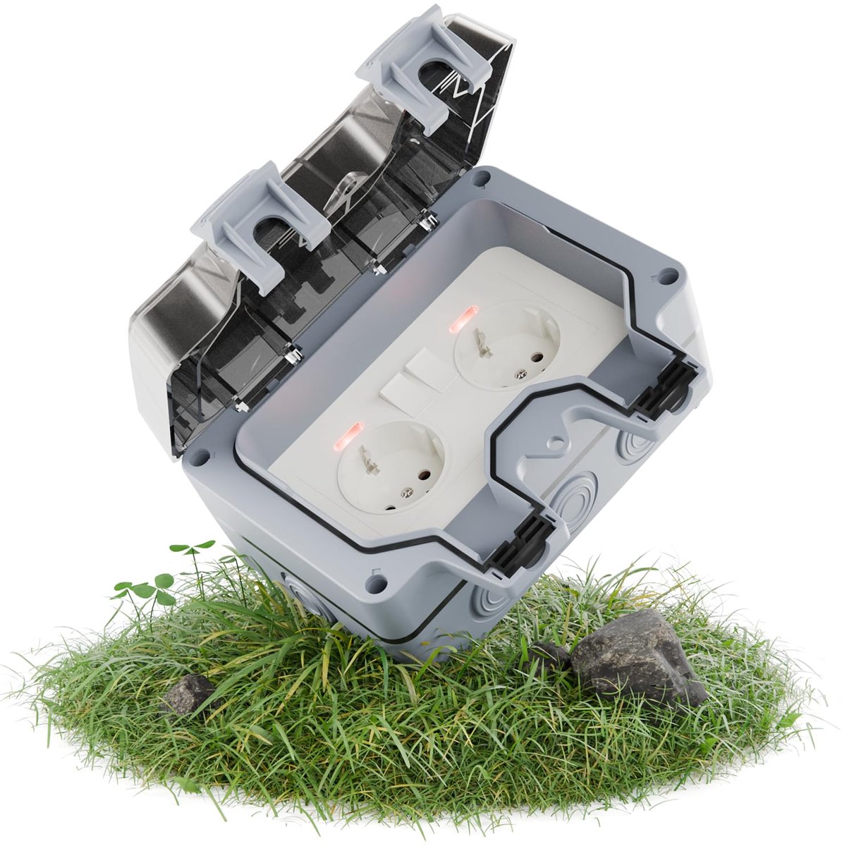 Buitenstekker IP66 - Waterdicht met schakelaar - 2-voudige aansluiting - Ideaal voor de tuin - SnelShoppen