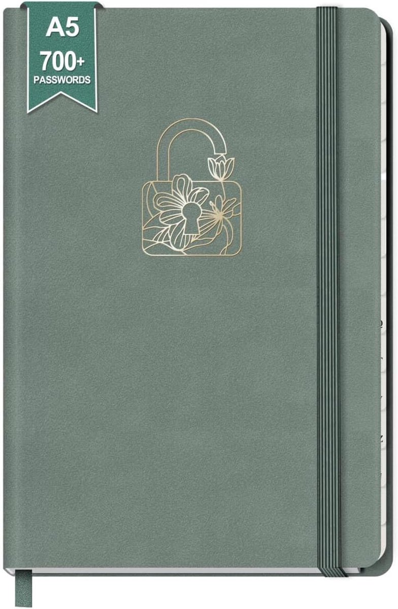 Notebooks - Blooming Lotus Flower - Groen - Perfect voor het bewaren van wachtwoorden - SnelShoppen