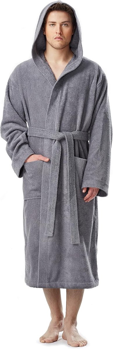 Herenbadjas met Capuchon, Extra Lang - 100% Katoen Badstof - OEKO-TEX Gecertificeerd - Voor Ultiem Comfort - SnelShoppen