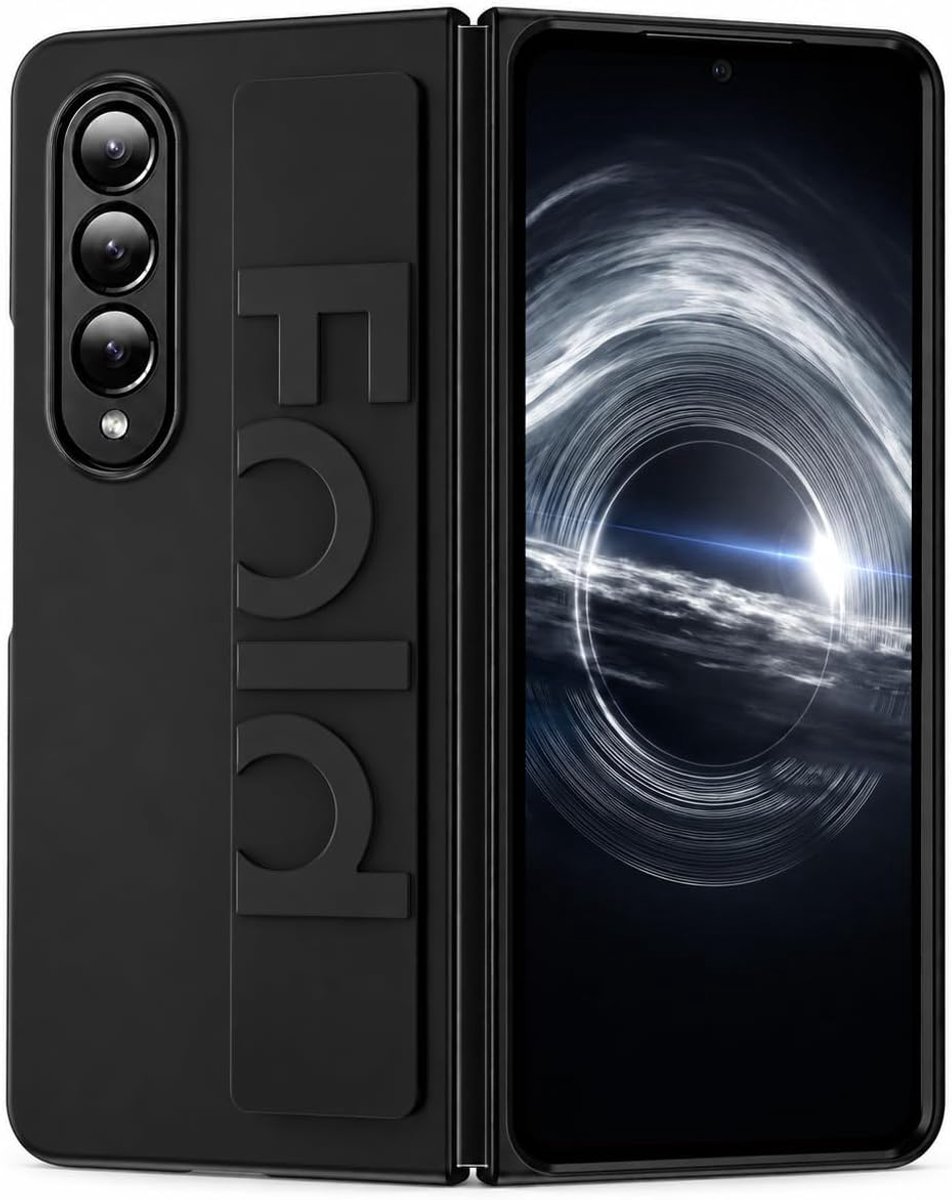 Casemania Hoesje Geschikt voor Samsung Galaxy Z Fold 8 Ultra - Zwart - Back Cover met Elastische Handstrap - Slim Hardcase met Siliconen Grip - Telefoonhoesje met Handband en Camera Bescherming