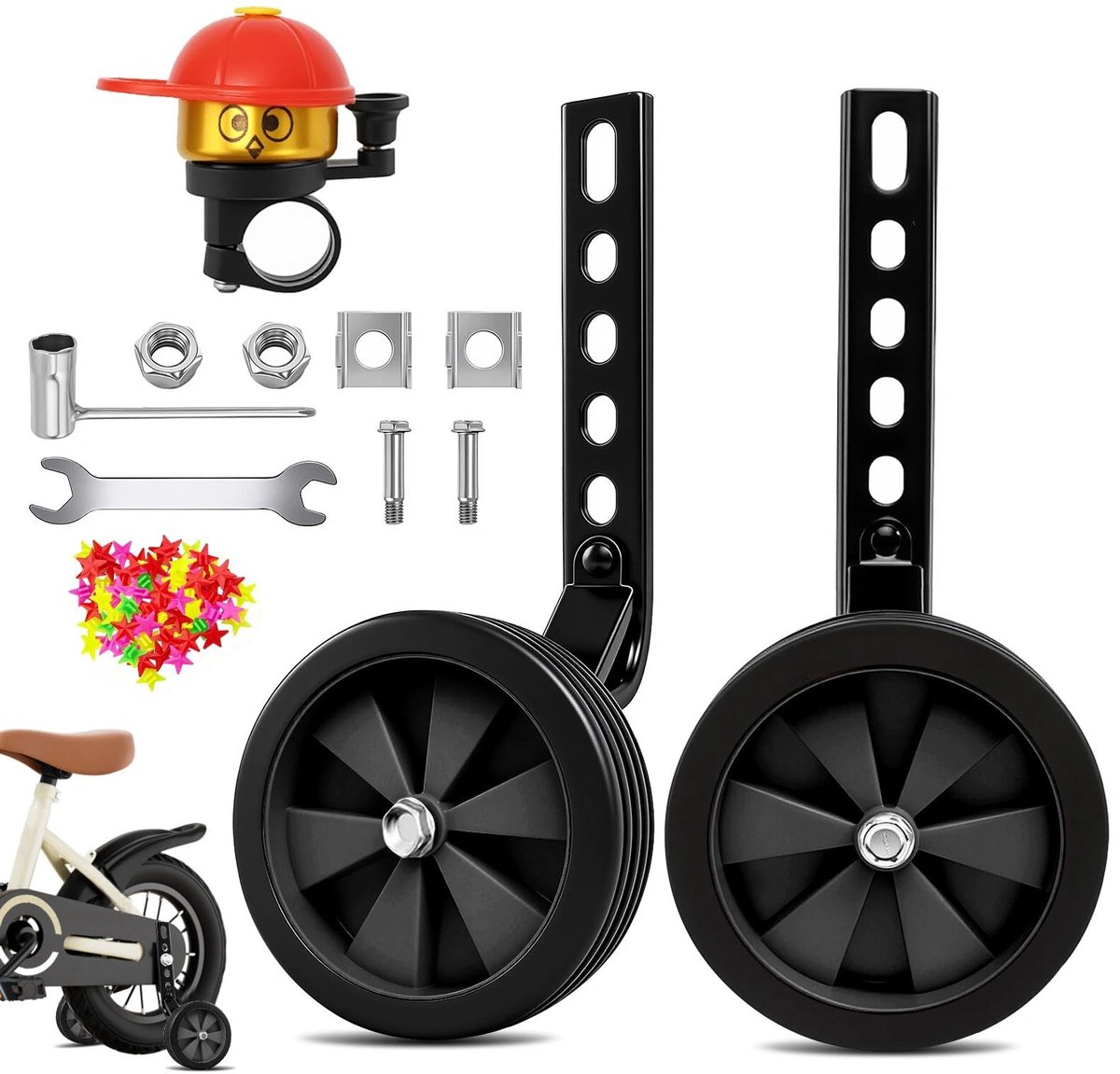 Stabiliserende wielen 2 stuks - Verstelbare steunwielen - Geschikt voor 12-20 inch kinderfietsen - ShopVlot