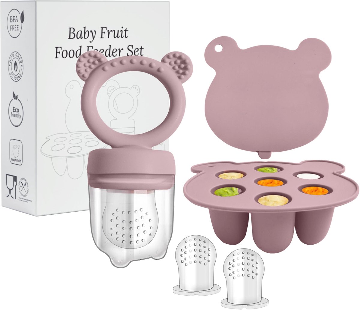 Babyfruitmaaltijdbakje en mini diepvriesknabbelbakje - BPA-vrije siliconen - veilig zelf voeden - ideaal voor afkoelen - ShopVlot