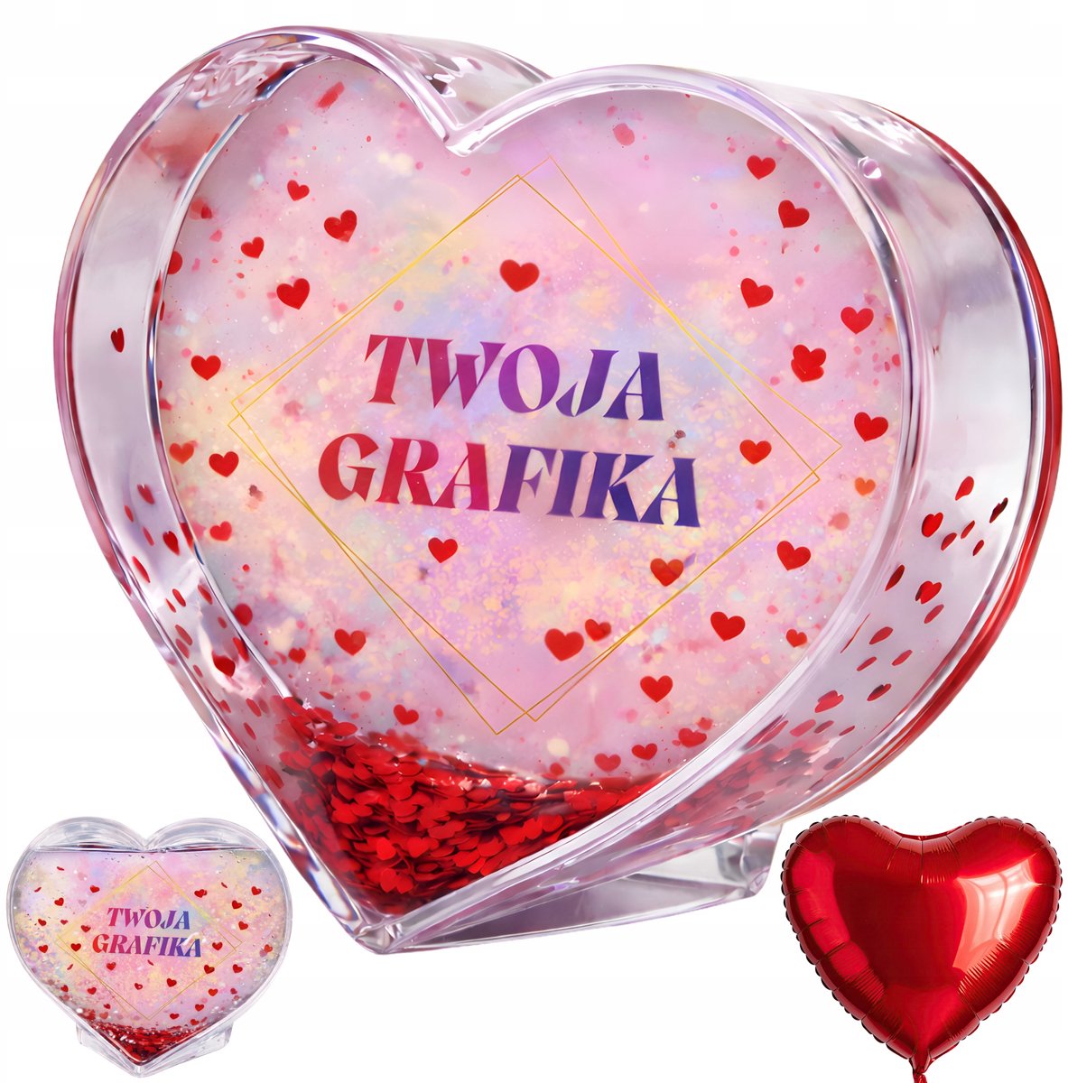 Merkloze Waterfoto Frame Hart met Gepersonaliseerde Foto & Gratis Ballon