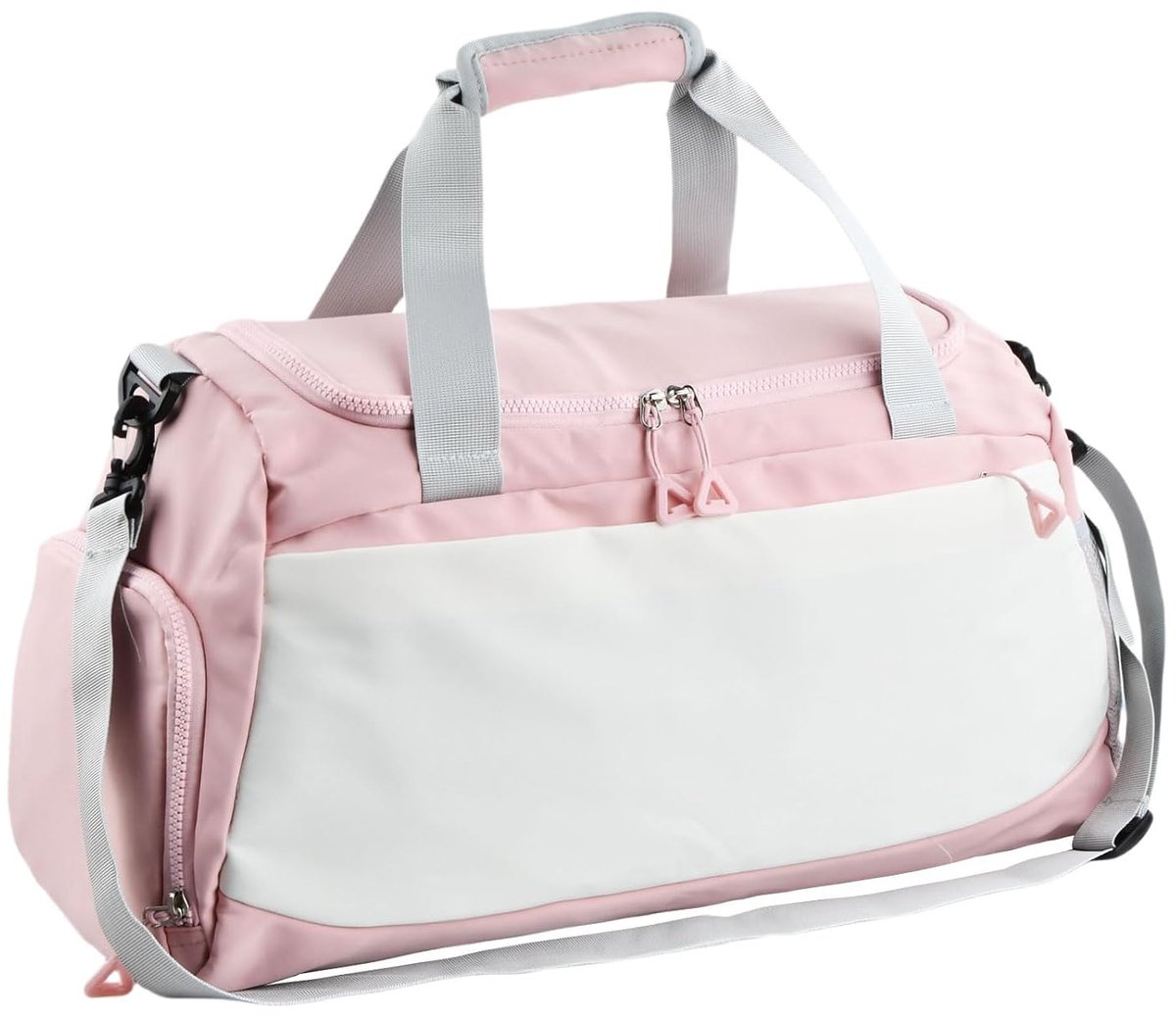 Unisex sporttas, 50 x 23 x 27 cm, met schoenenvak en nat vak, waterdicht, lichtgewicht, Geschikt voor reizen, zwemmen, fitness en de sportschool, roze.