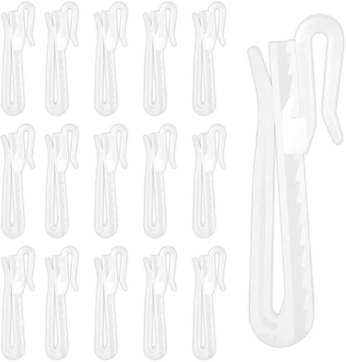 Plastic gordijnhaken 80 stuks - 7x2,54 cm verstelbaar - wit - ideaal voor douchegordijn - ShopVlot
