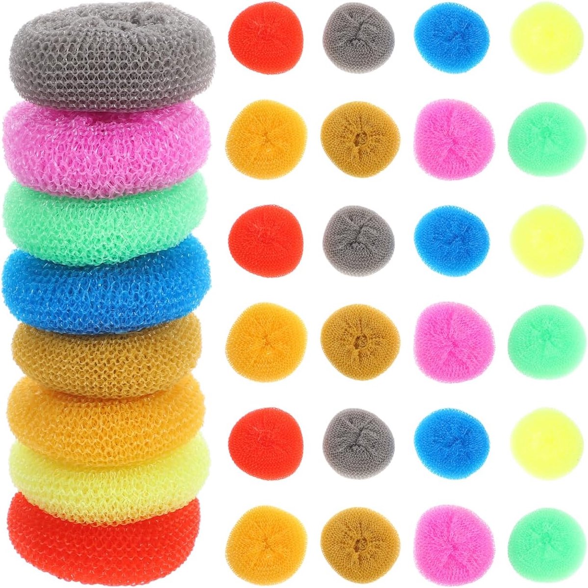 Schoonmaak Sponsen 30 Stuks - Kleurige Plastic Panreiniger - Schrobber voor Pannen - Krasvrije Keukenreiniger - ShopVlot