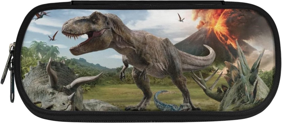 Pennenetui voor kinderen - t-rex dinosaurus - polyester - multifunctioneel gebruik - ShopVlot