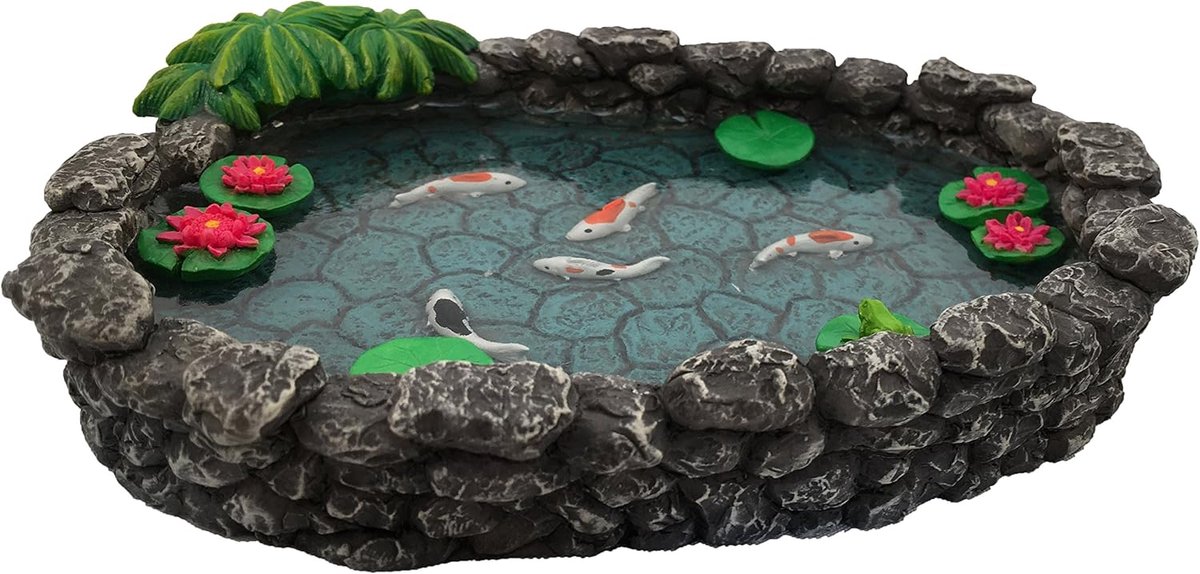 Miniatuur vijver - Koi vijver voor een feeën tuin - Inclusief koi vissen en waterplanten - ShopVlot