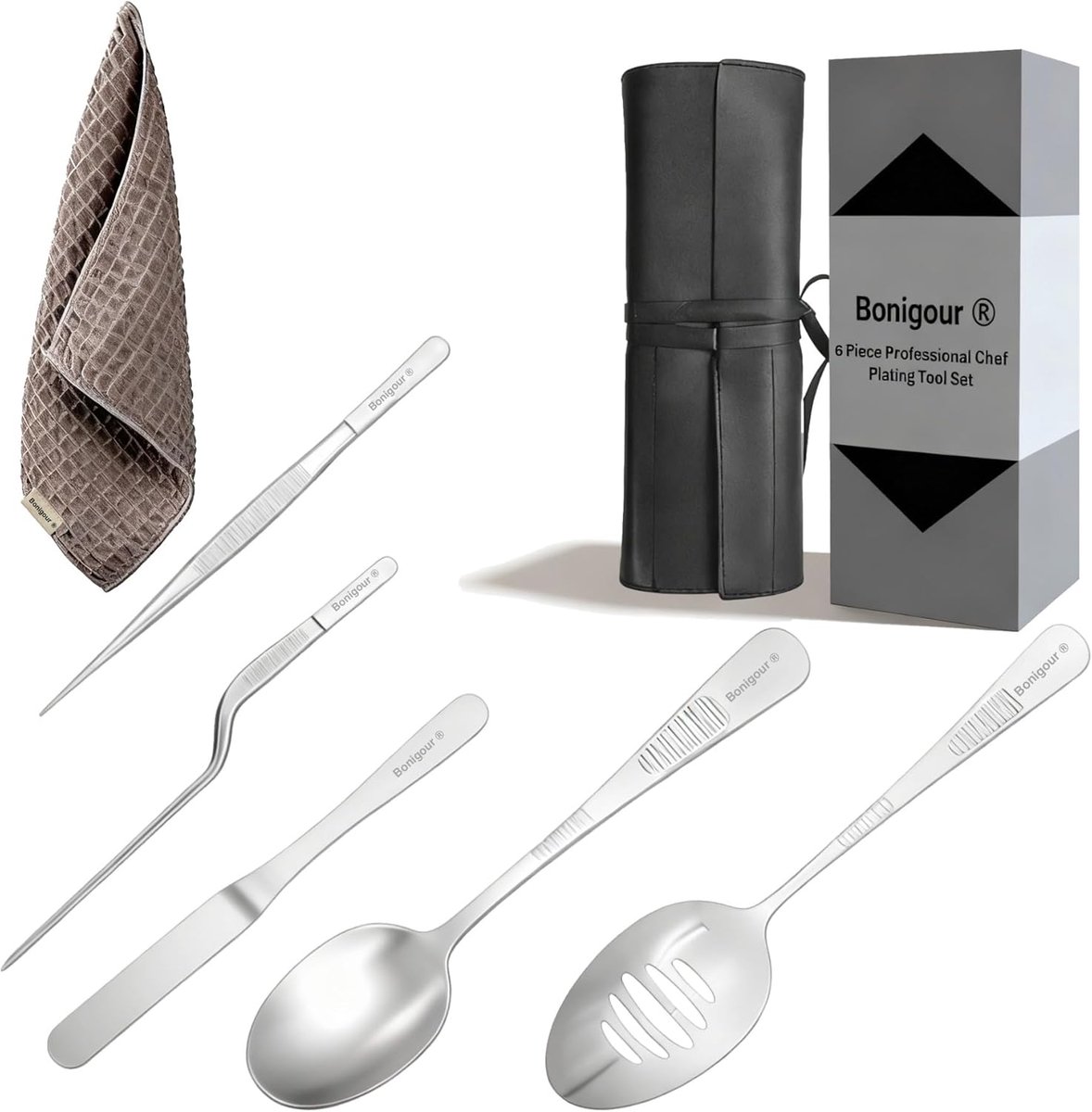 Plating tool set 6-delig - RVS met titanium coating - Professionele chef plating tools - Voor moderne keuken kunst - ShopVlot