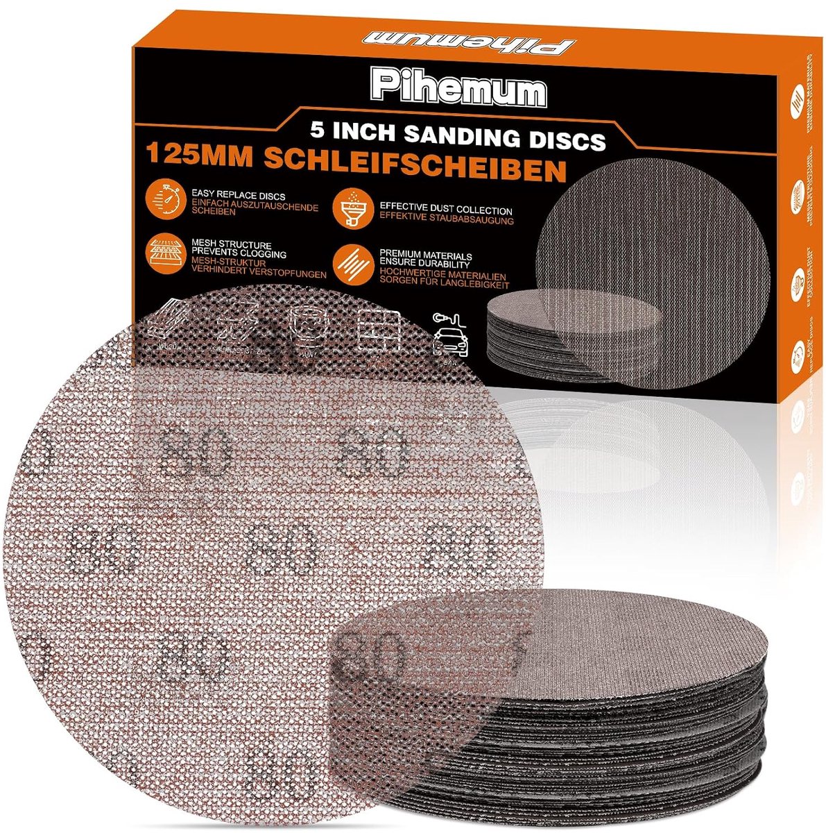 Schuurdiscs 125 mm - 80 grit - Open mesh ontwerp - Efficiënte stofafvoer - ShopVlot