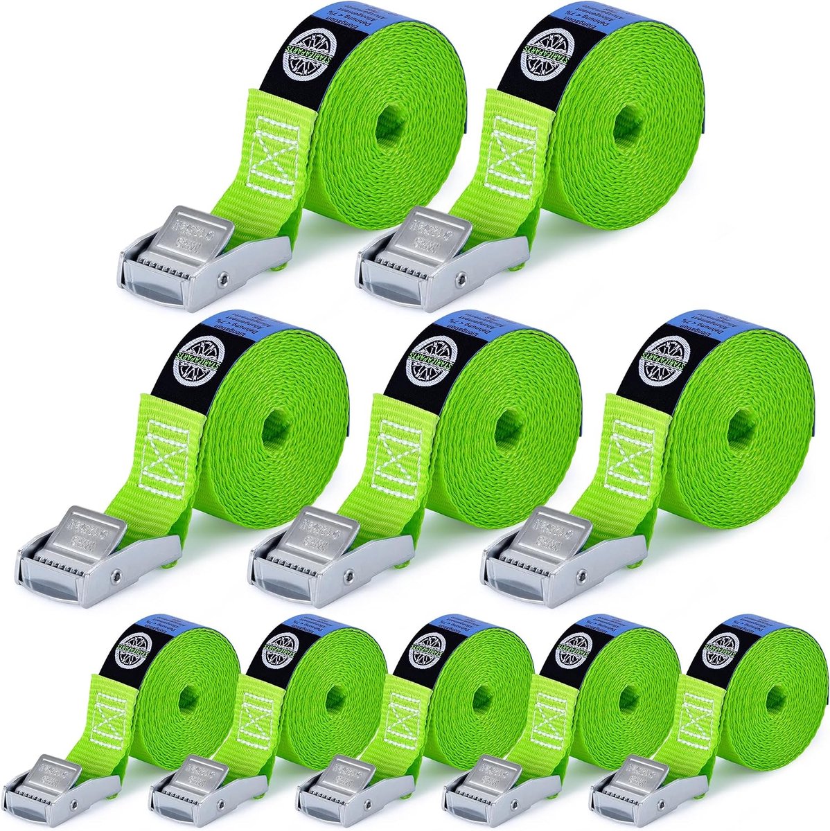 Spanbanden voor zware belasting 25 mm x 4 m - groen - met klemslot - ideaal voor fietsendrager en camping - ShopVlot
