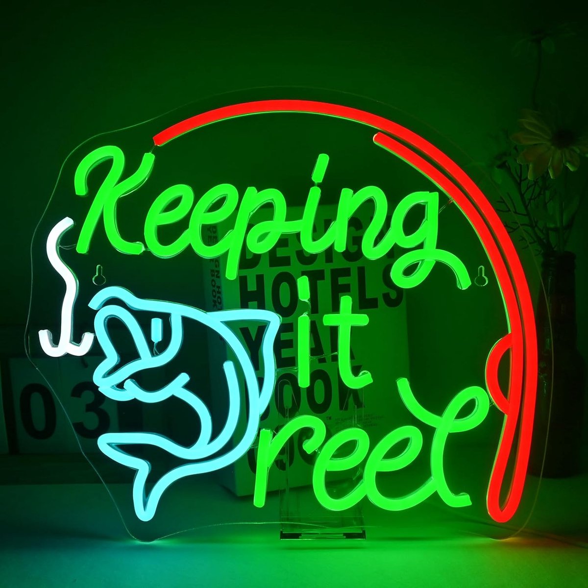 Neon sign vissen - LED verlichting - energieke sfeer - perfect voor vissers - ShopVlot