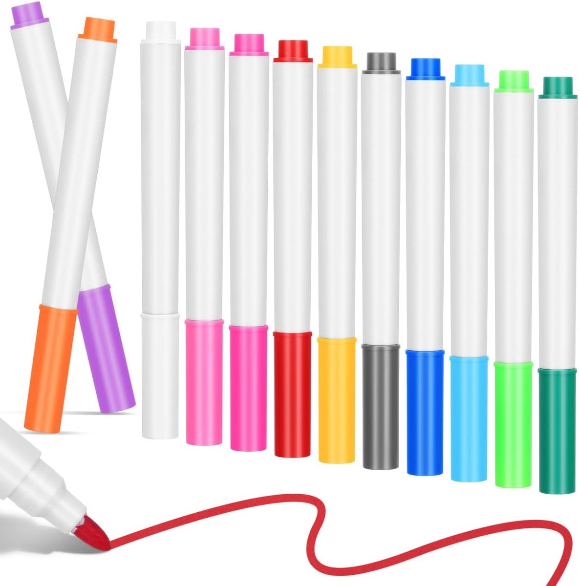 Uitwisbare stiften 12 stuks - fluorescerend - wasbaar - voor led-lichtborden en acrylborden - ShopVlot