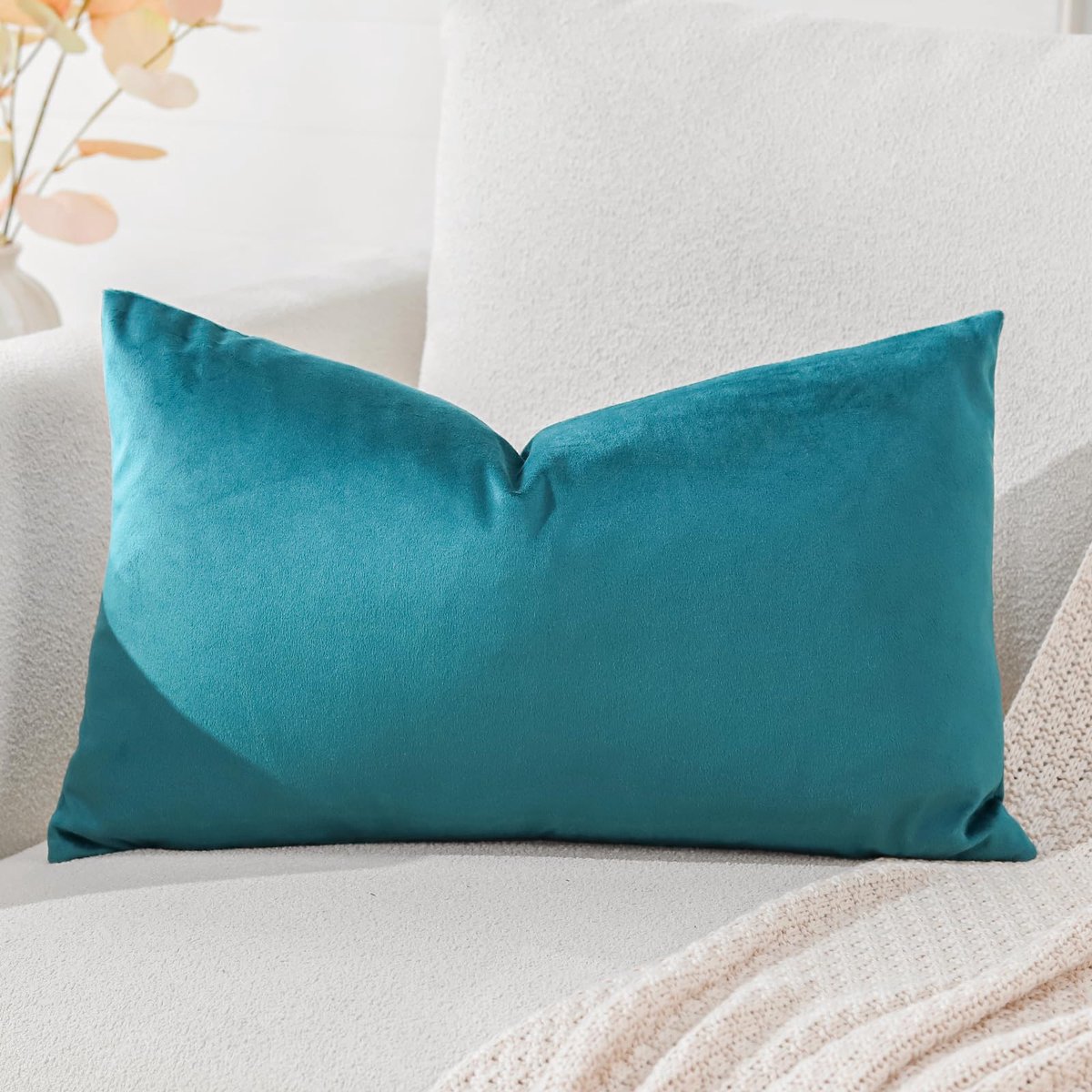 Kussenhoezen 30 x 50 cm - fluwelen groenblauw - zachte decoratie - ideaal voor bank en slaapkamer - ShopVlot