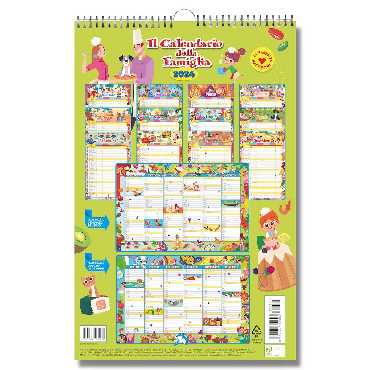 Familiekalender 2026 29x44cm - In het Italiaans - Mooi ontwerp - Perfect voor het plannen - ShopVlot