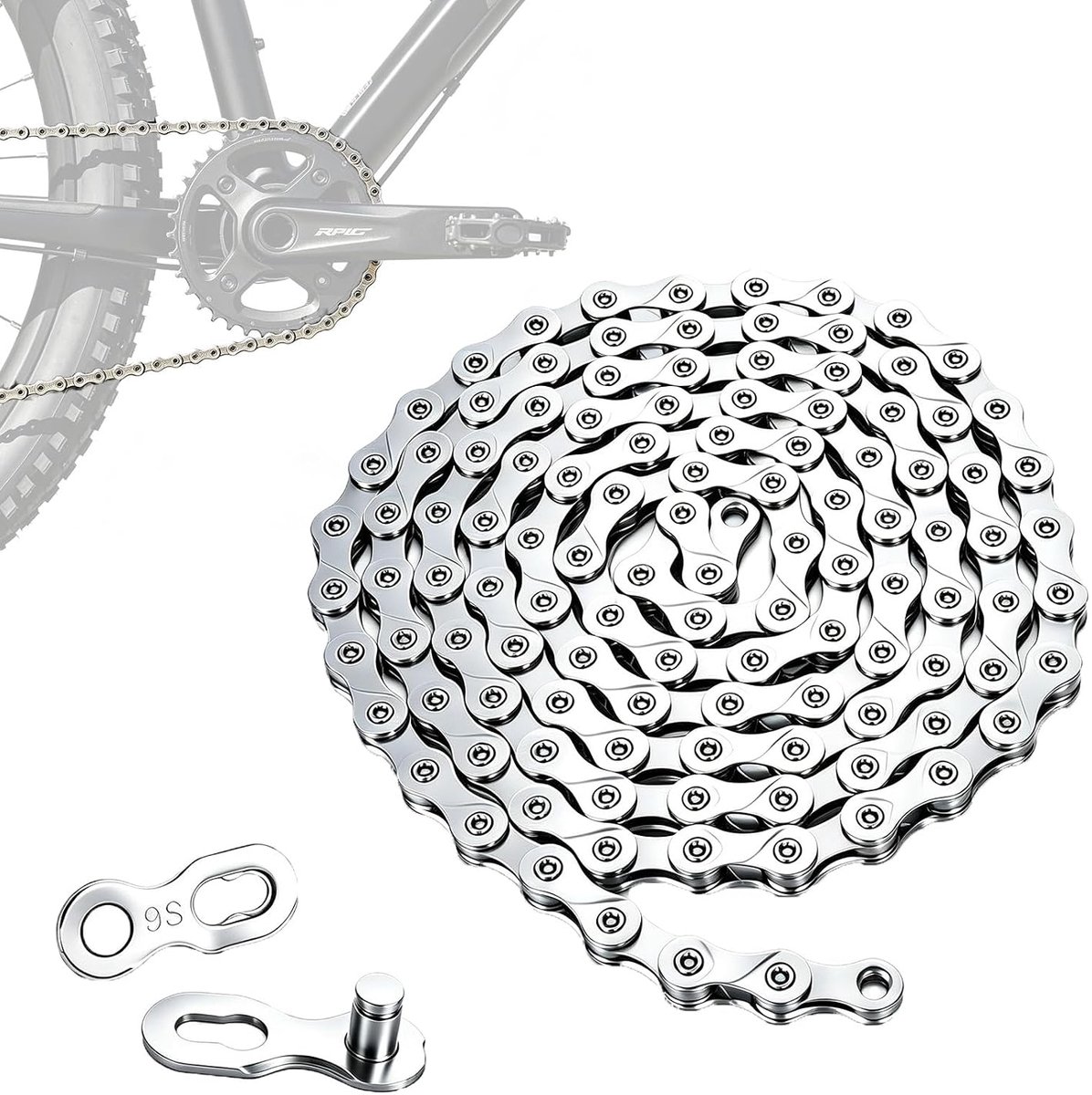 Fietsketting 9-speed - 116 schakels - zilver - duurzame koolstofstaal constructie - ShopVlot