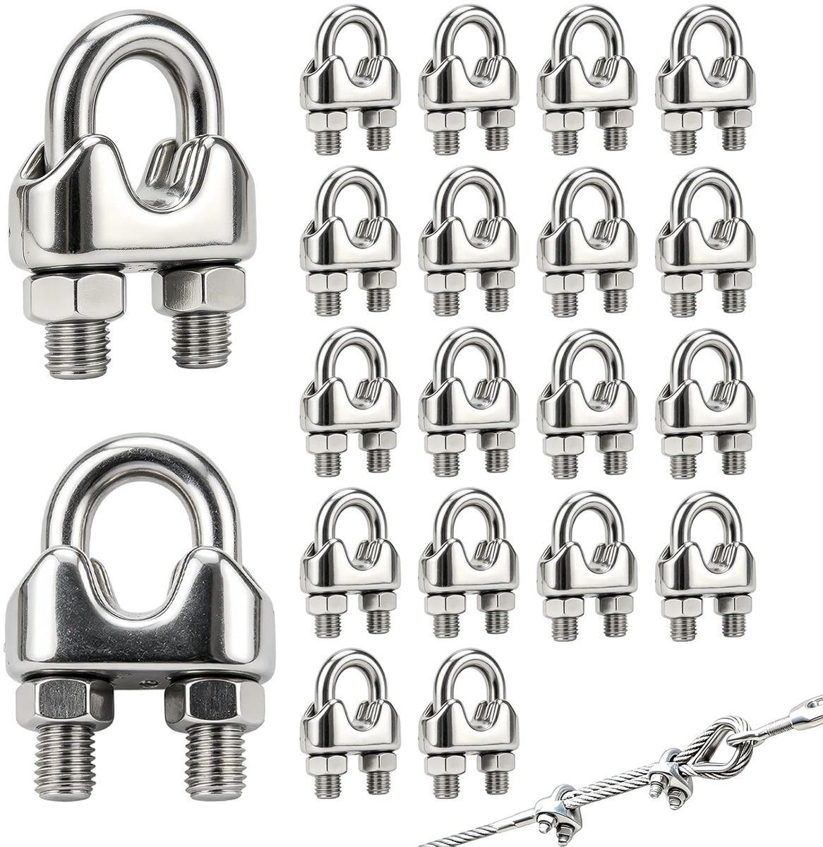 Kabelbinders staal 3 mm - roestvrij staal 304 - U-bout clip - ideaal voor buitenbevestigingen - ShopVlot