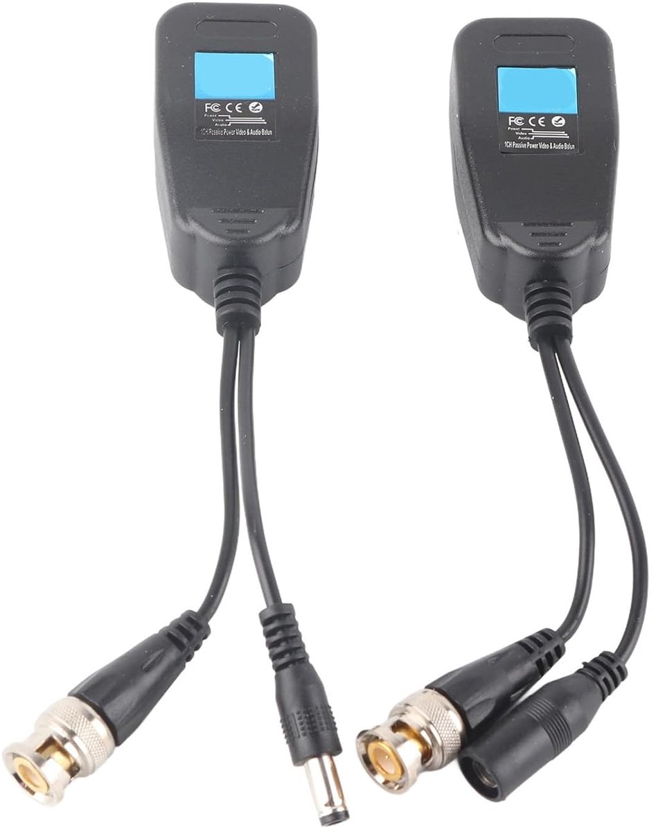 BNC Video Power Balun - Passieve Coax naar Ethernet Converter - Tot 450m bereik - Geschikt voor CCTV camera's - ShopVlot