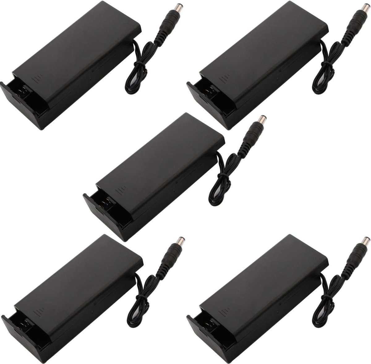 Batterijhouder 2 x 18650 - kunststof batterijcase - met DC plug en aan/uit-schakelaar - eenvoudig te installeren - ShopVlot
