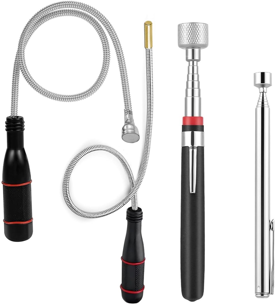 Telecopische magnetische stang set van 4 - Flexibele gooseneck - Voor het oppakken van schroeven - SnelShoppen