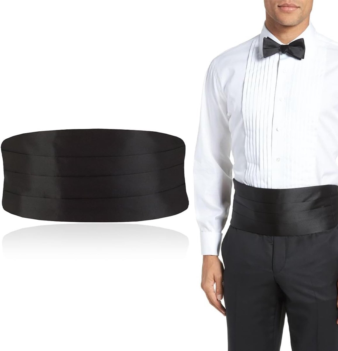 Belly Belt voor Mannen - Verstelbaar - Satijn Zwart - Perfect voor Formele Gelegenheden - SnelShoppen