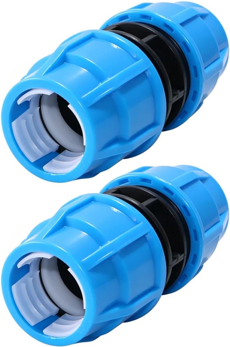 PE rechte koppeling 32mm - blauwe dop - push-fit installatie - ideaal voor waterleidingen - SnelShoppen