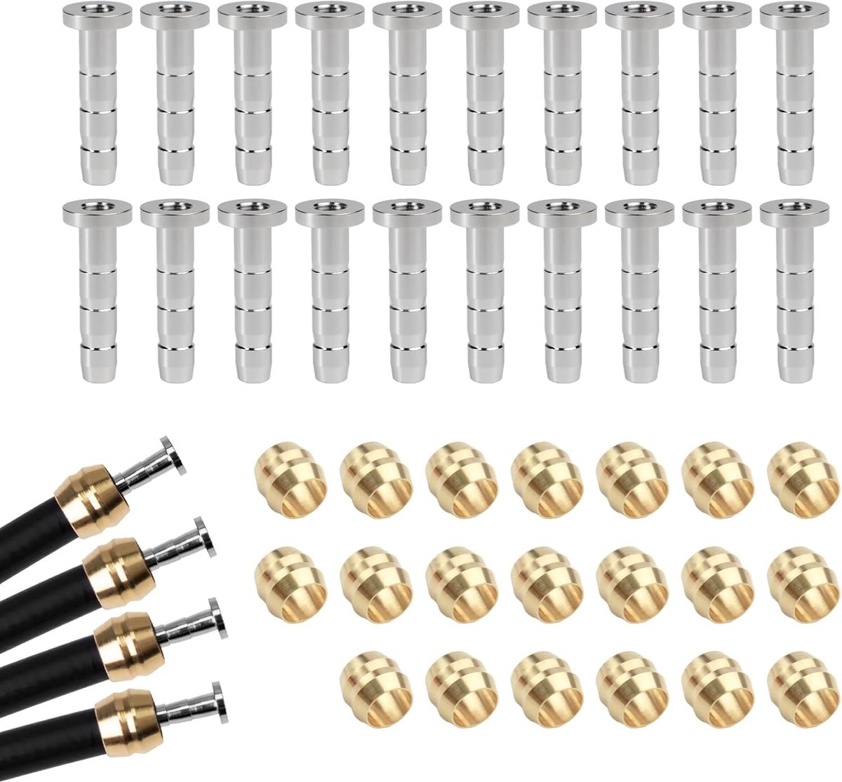 SnelShoppen - 20 Sets Hydraulische Remleidingen BH90 Olive en Pin voor Shimano Schijfremmen - Hoogwaardige Koper, Duurzaam en Corrosiebestendig - Fiet