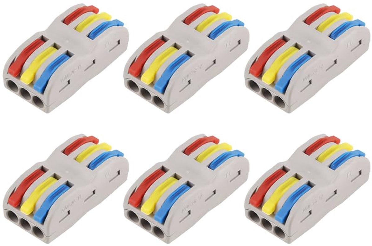 SPL-3 kabelconnectoren set van 6 - compacte kroonluchter klemmen - vlamvertragend nylon - SnelShoppen