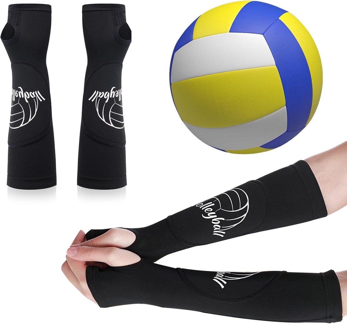 Volleybalarmbeschermers - onderarmbescherming voor mannen en vrouwen - met beschermpad en duimopening - SnelShoppen