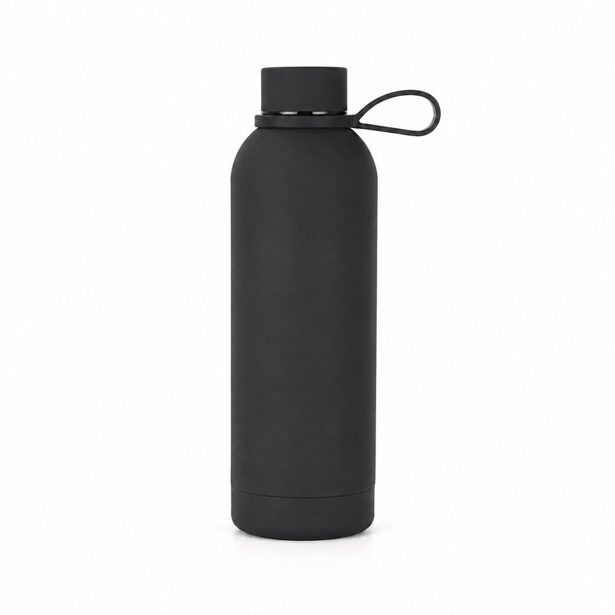 Geïsoleerde Sportwaterfles 500ml - Roestvrijstalen Dubbelwandige Vacuümfles - Smalle Mond & Handgreep - voor Onderweg, Sport, Auto - Zwart - 1 Stuk