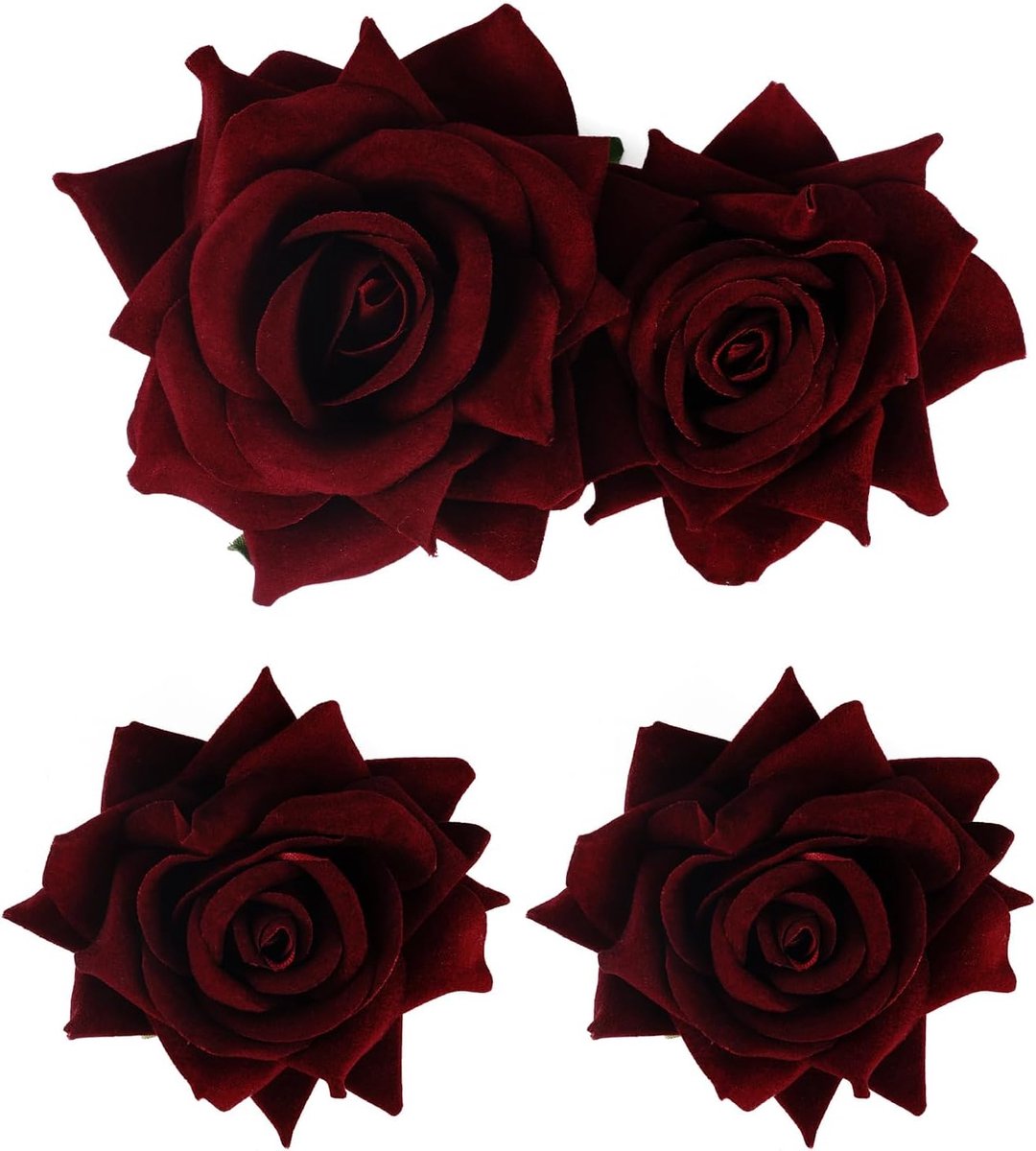 Haarspelden Set 3 Stuks - Donkerrode Rozen - Kunststof Bloemen - Unieke Haaraccessoires voor Feestjes - SnelShoppen