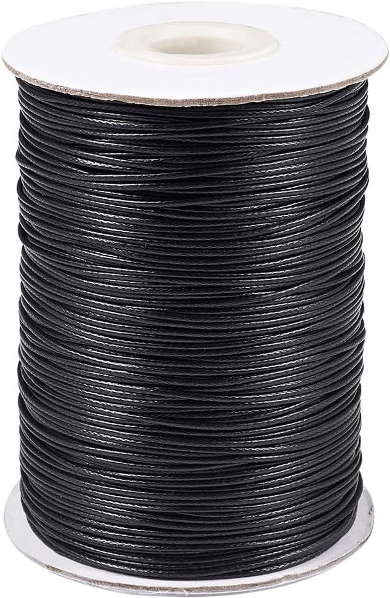 Macrame touw 1mm - gewaxed polyester - zwart - ideaal voor sieraden maken - SnelShoppen