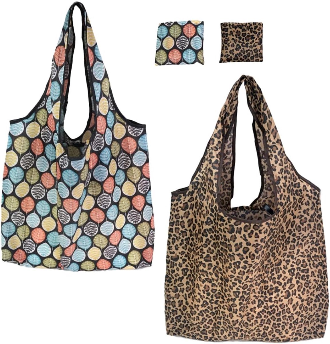 Shopper tas 2 stuks - Vouwbare schoudertas - Waterdicht polyester - Lichtgewicht en eco-vriendelijk - SnelShoppen