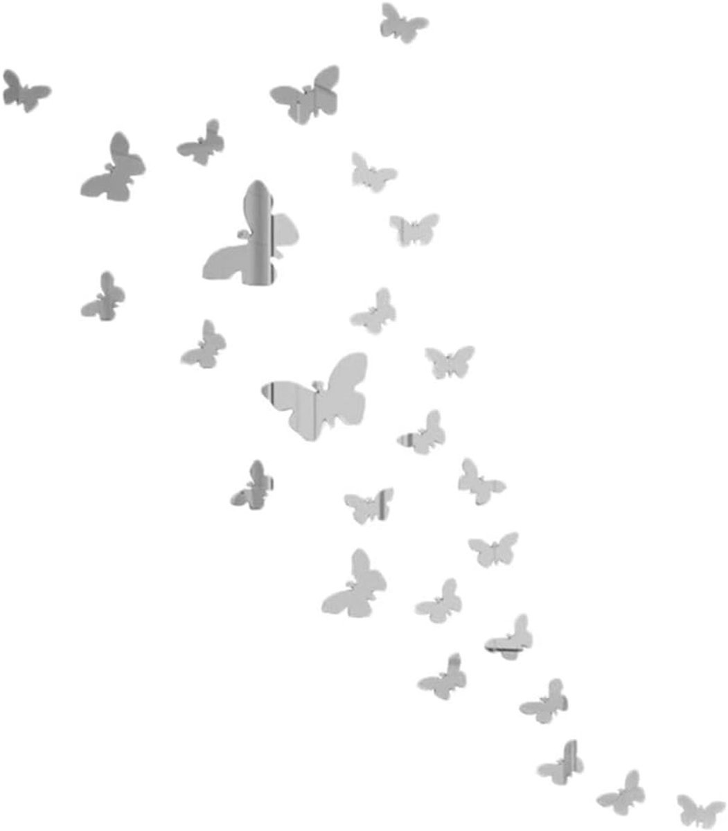 Wandspiegel vlinders 36 stuks - acryl muurstickers - 3D-spiegeleffect - decoratie voor kinderkamer - SnelShoppen