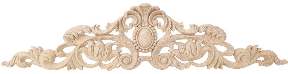 Houten appliqué 50 x 12 cm - Gegraveerd rubberhout - Eenvoudig te verven - Perfect voor meubeldecoratie - SnelShoppen