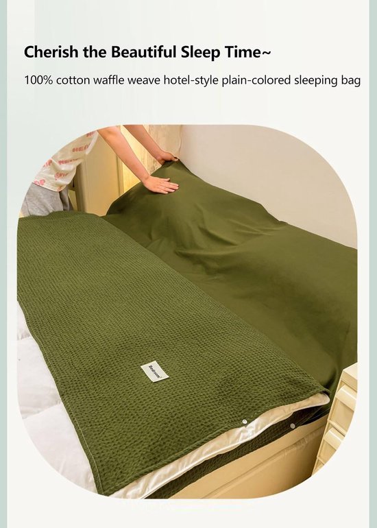 Slaapzakvoering Reislaken - Kampeerlaken Reisdeken - Hygiënisch Slapen - Met Voetenzak - 160x210cm - Donkerblauw — afbeelding 5