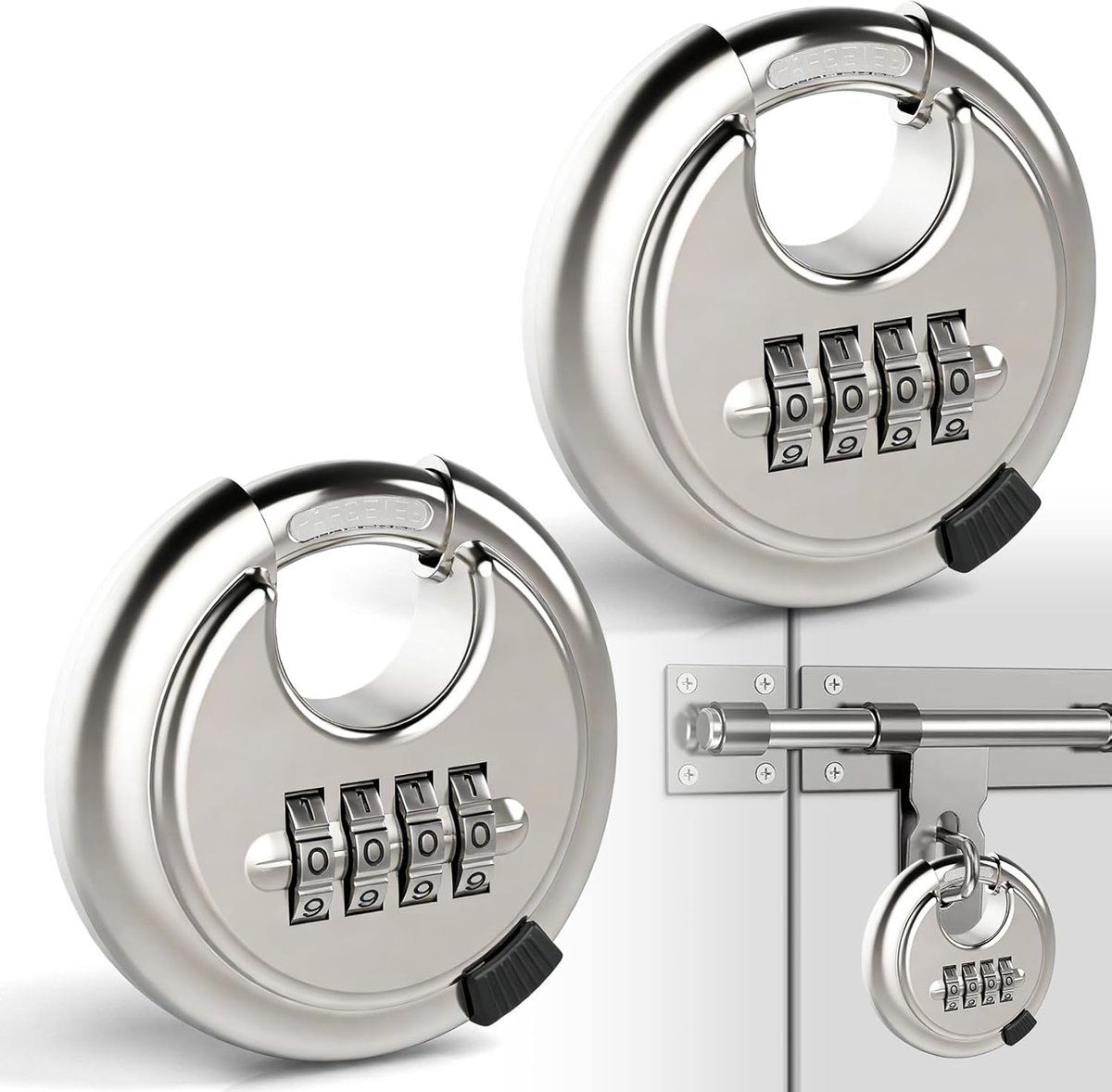 Hangslot 70 mm - 4-cijferig cijferslot - roestvrij staal - veilig voor fietsen en tuingereedschap - SnelShoppen