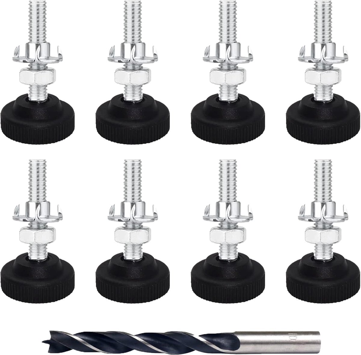 Verstelbare schroef 8 stuks meubelpoten - Verstelbaar metaal M8 x 50mm - Inclusief impactmoeren en slotmoeren - SnelShoppen