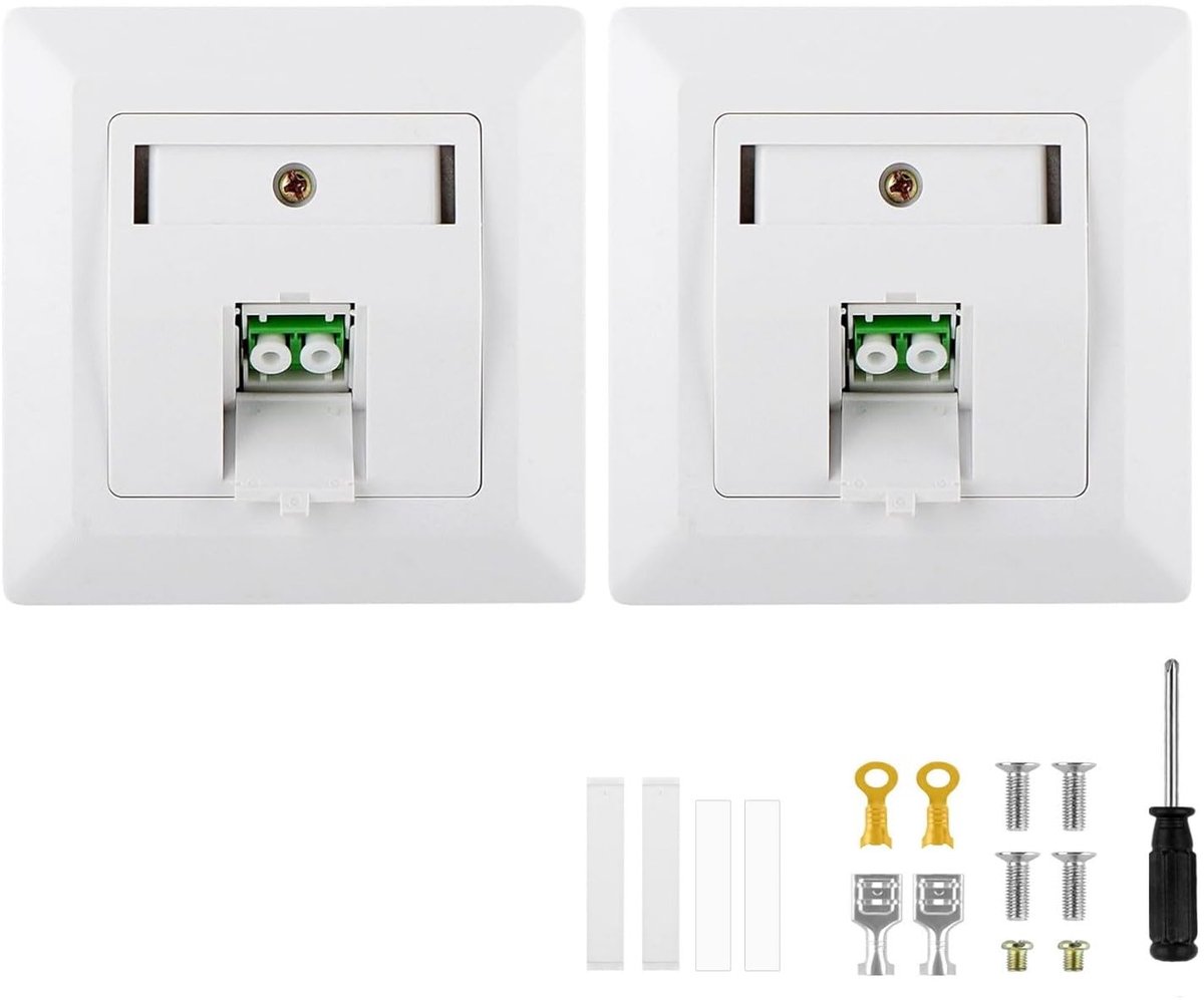 Fiber Optic Junction Box Pack van 2 - Duplex LC-APC - Wandadapter wit - Geschikt voor FTTH-installaties - SnelShoppen
