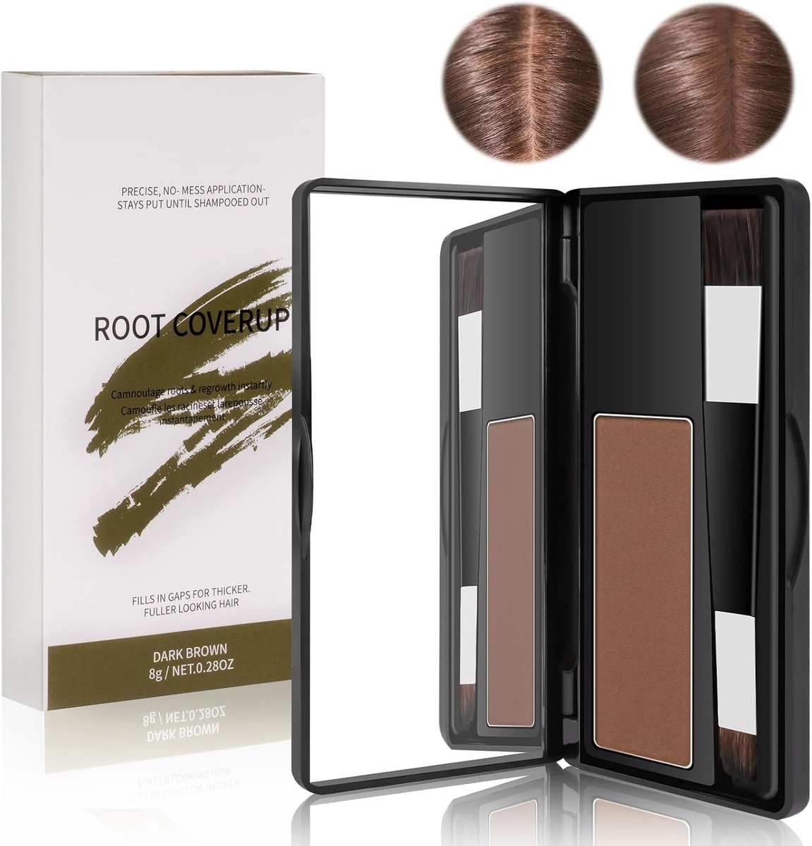 Haarwortel Touch-up Poeder - Waterdicht en Langdurig - Inclusief Borstel en Spiegel - Ideaal voor Mannen en Vrouwen - SnelShoppen