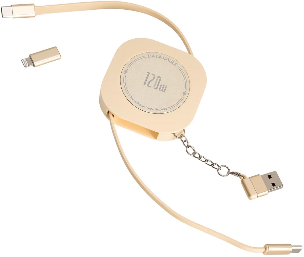4-in-1 intrekbare multi-oplaadkabel - compact design - USB A en C naar Lightning - SnelShoppen
