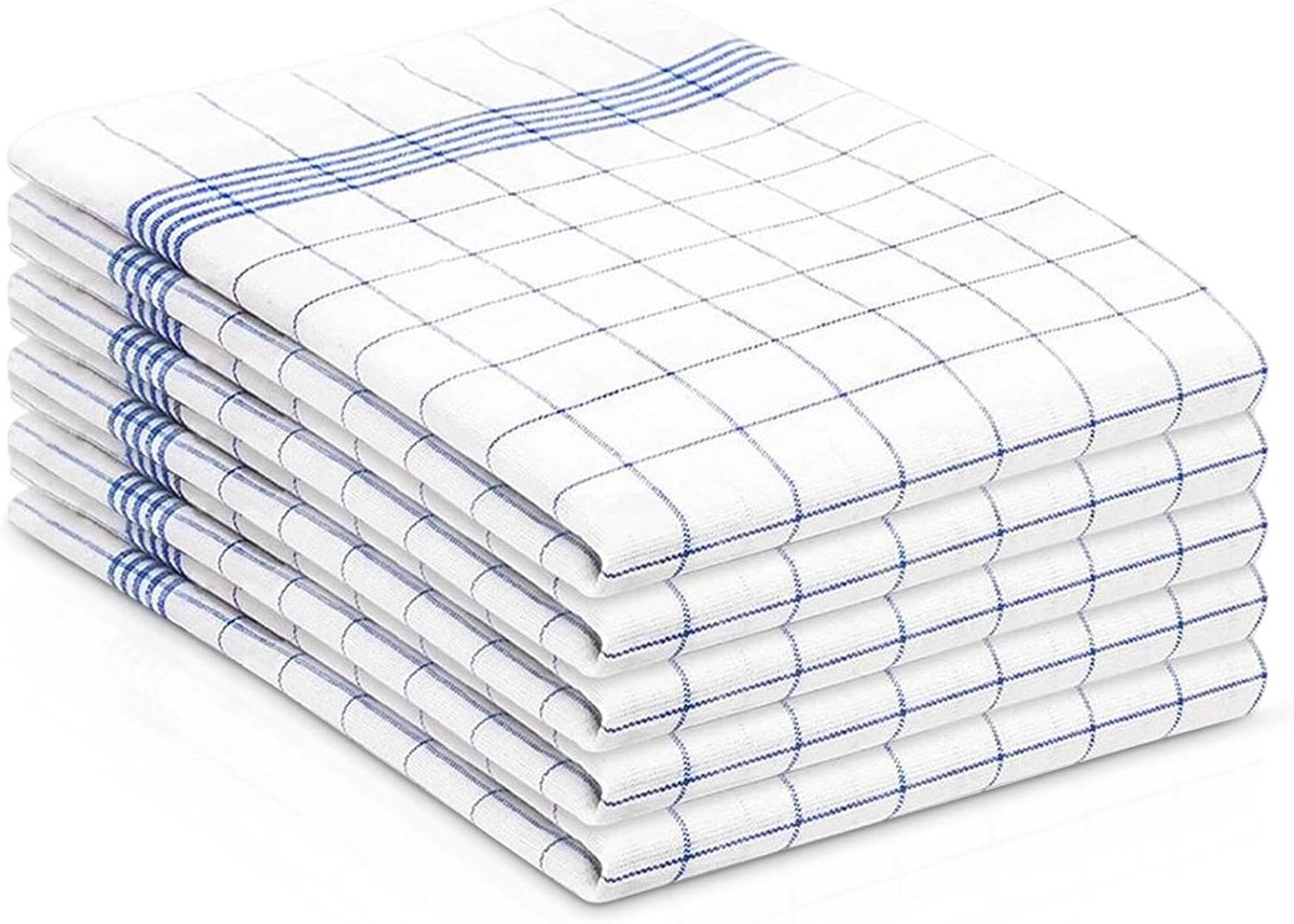 Keukenhanddoeken Set van 5 - 45 x 65 cm - 100% Katoen - Elegant Ruitpatroon - Perfect voor Drogen van Afwas - SnelShoppen