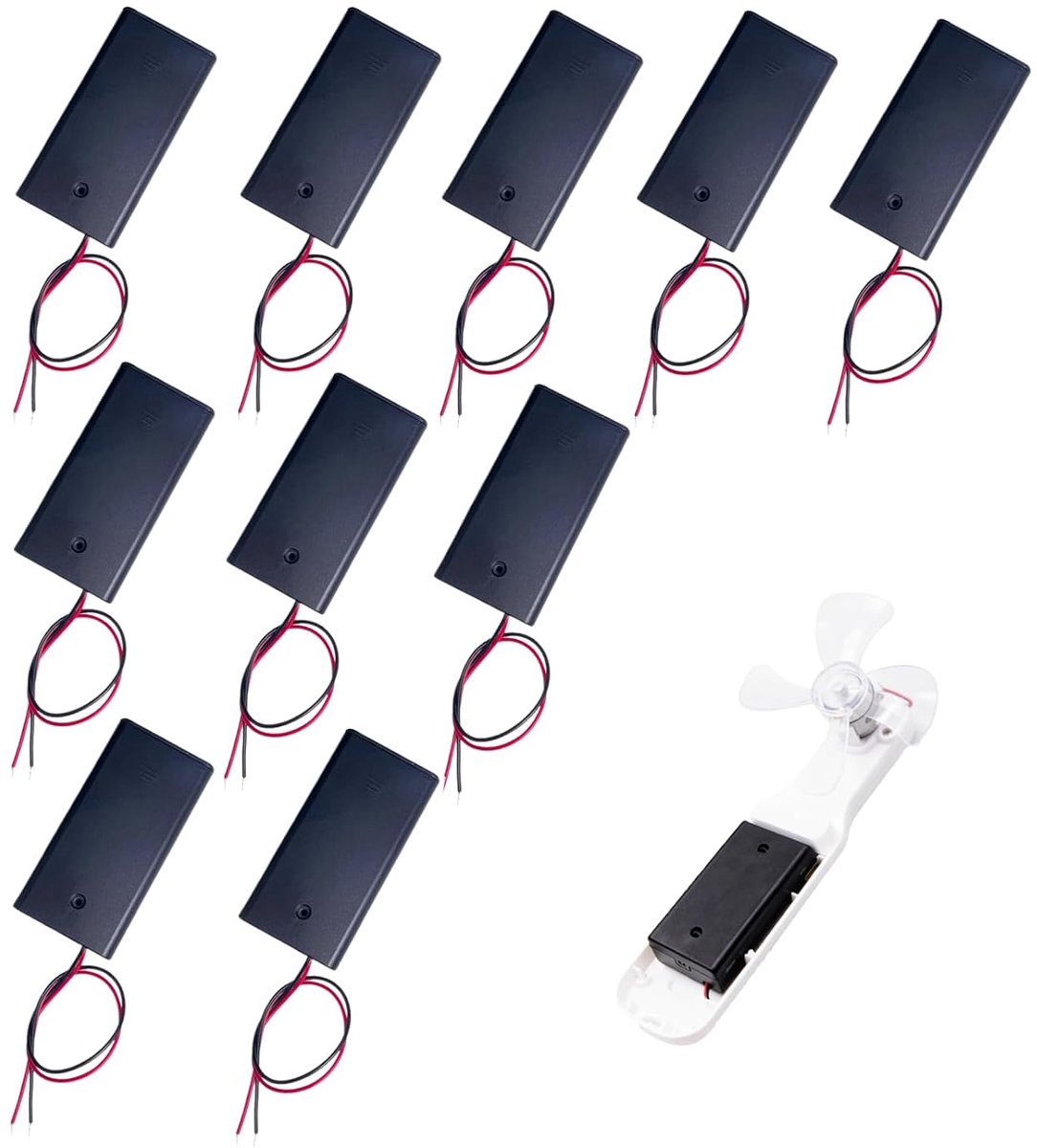 AA batterijhouder set van 10 - kunststof - met schakelaar en aansluitkabel - ideaal voor DIY projecten - SnelShoppen