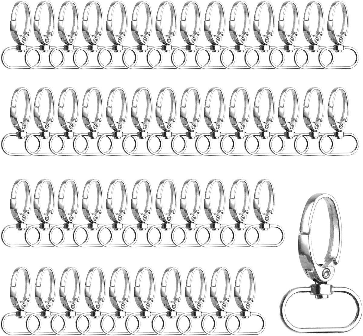 Swivel karabijnhaak set 50 stuks - ovalen metalen ringen - 360° rotatie - ideaal voor DIY tassen - SnelShoppen