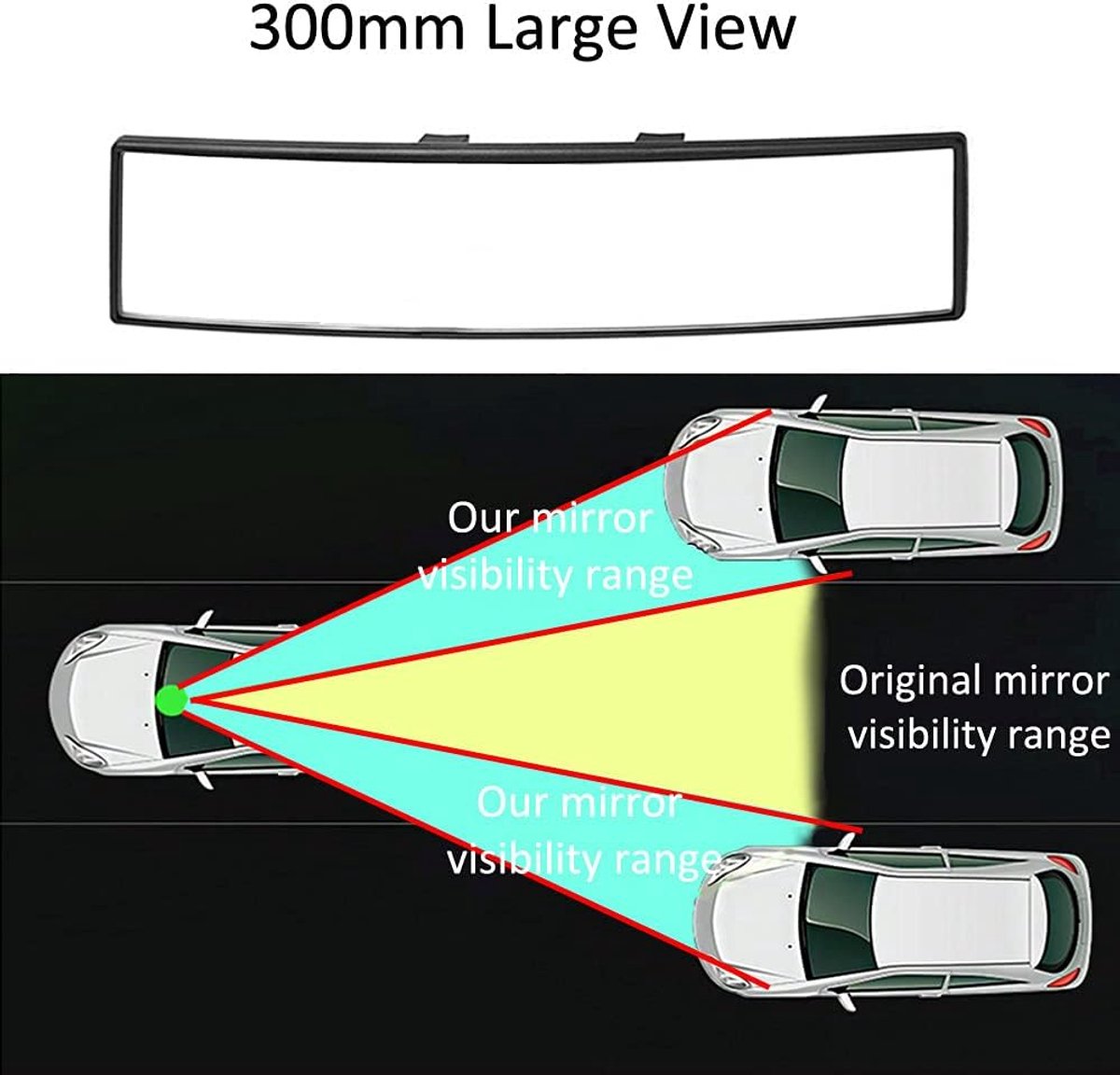 Auto achteruitkijkspiegel 12 inch - 300mm breedhoek gebogen - clip-on design - vergroot uw zicht - SnelShoppen